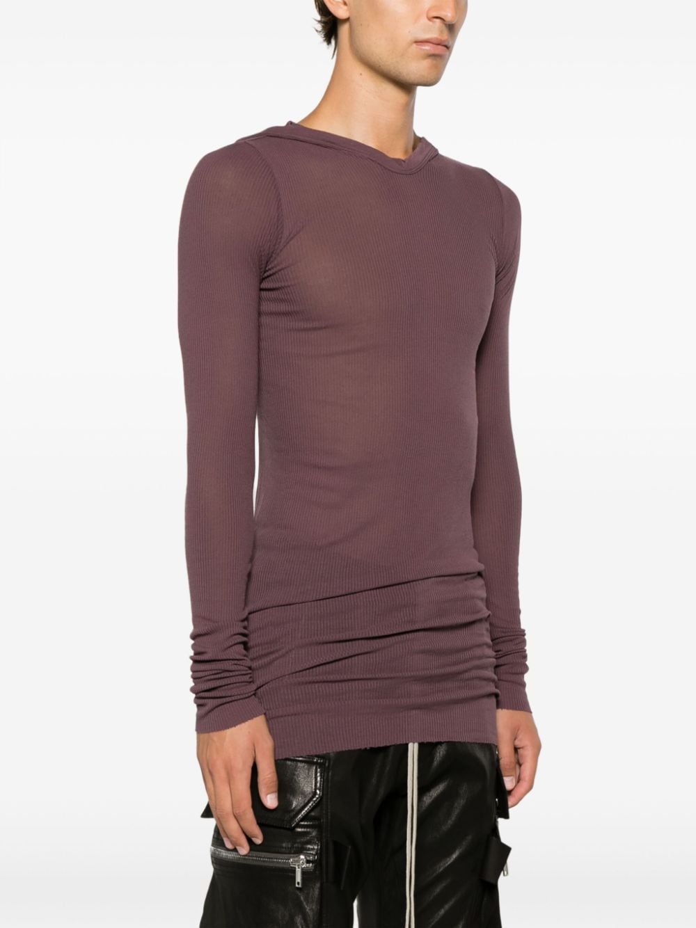 Shop Rick Owens Luxor Hooded Ribbed T-shirt In Purple