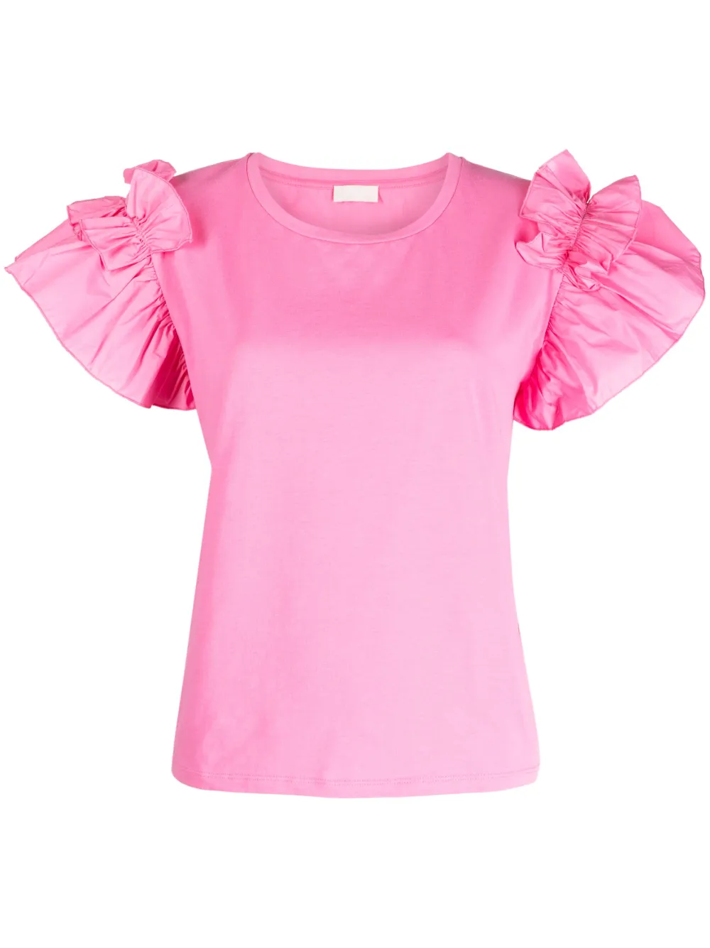 LIU JO ruffled-sleeve cotton T-shirt