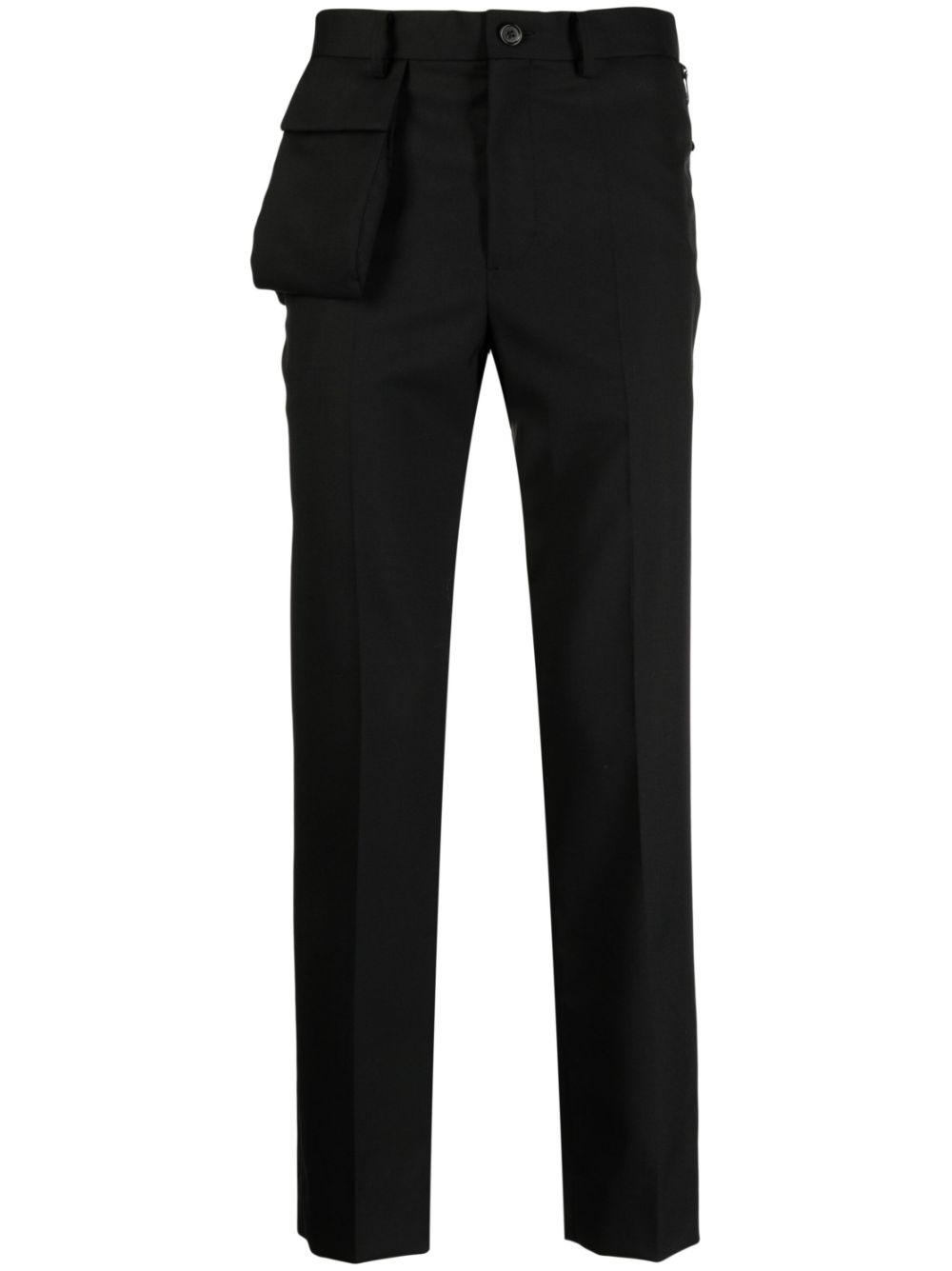 multi-pocket slim-cut trousers