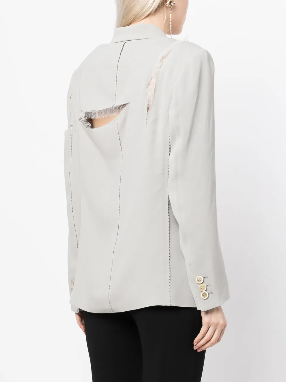 Undercover Grey Solid Notched Lapel Blazer In Grey