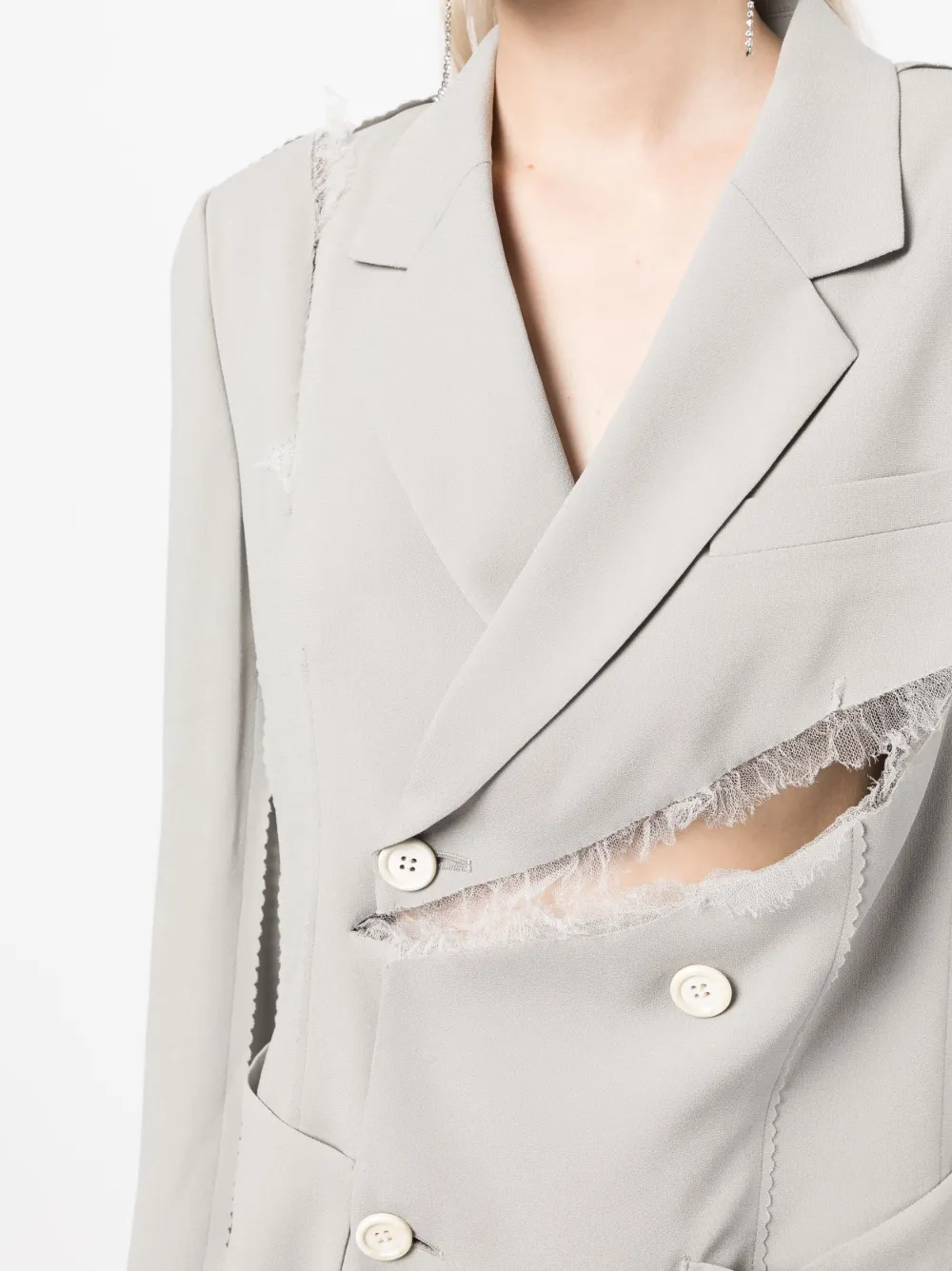 Undercover Grey Solid Notched Lapel Blazer In Grey