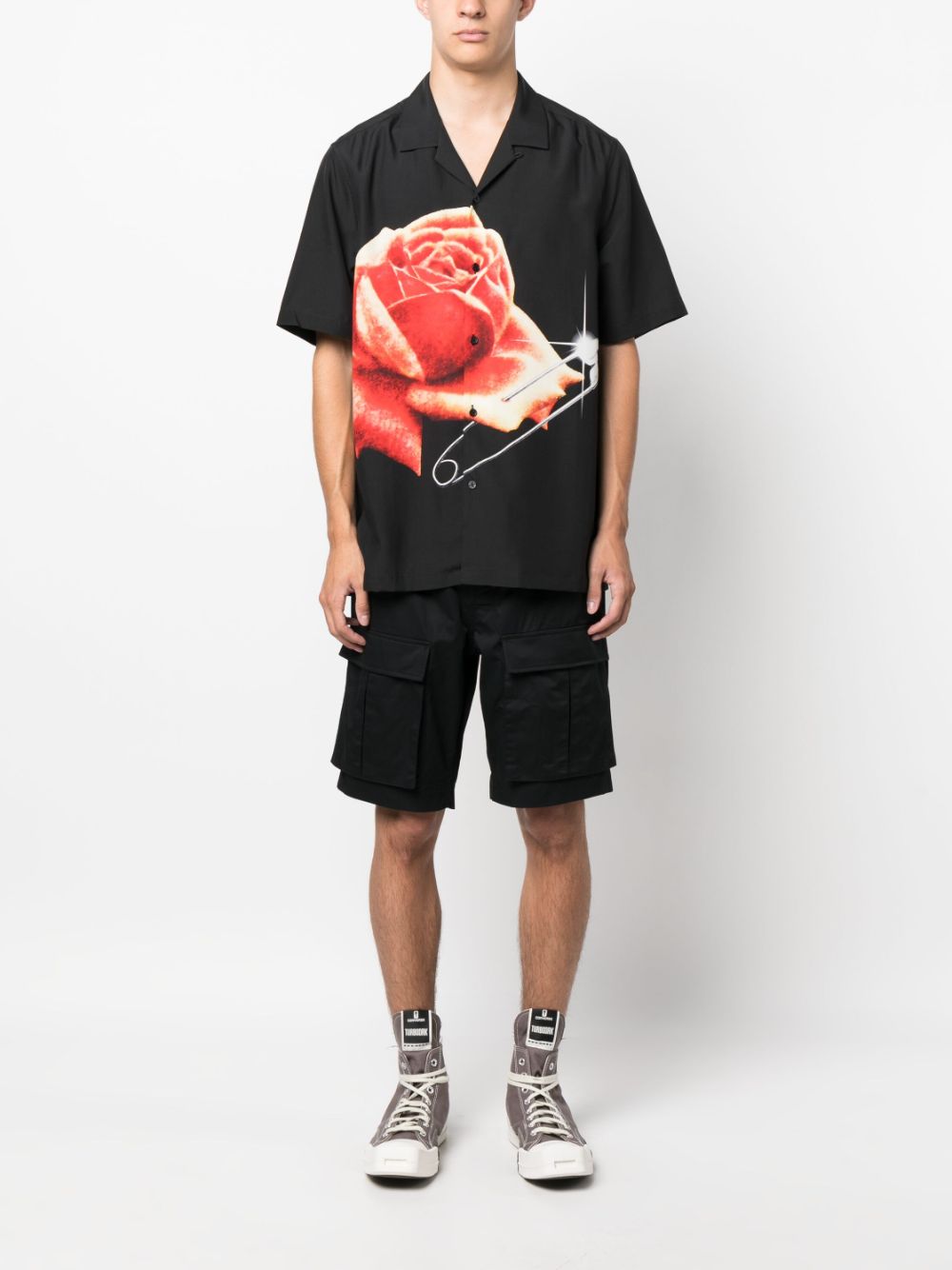 Ksubi Overhemd met rozenprint - Zwart