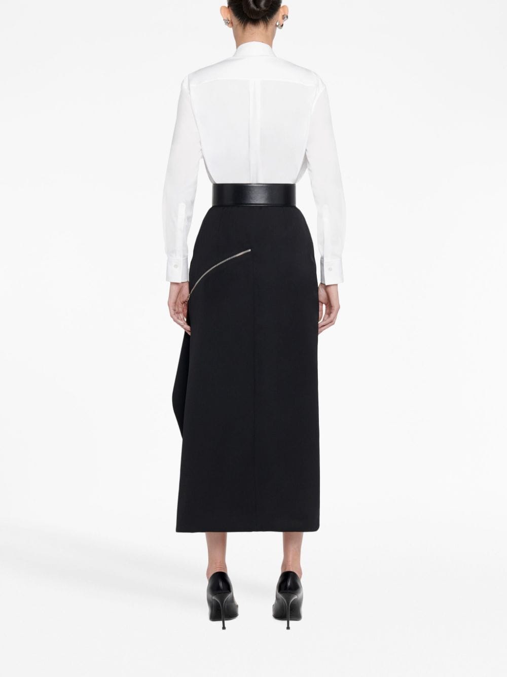 Shop Alexander Mcqueen Zip-slash Pencil Skirt In Black