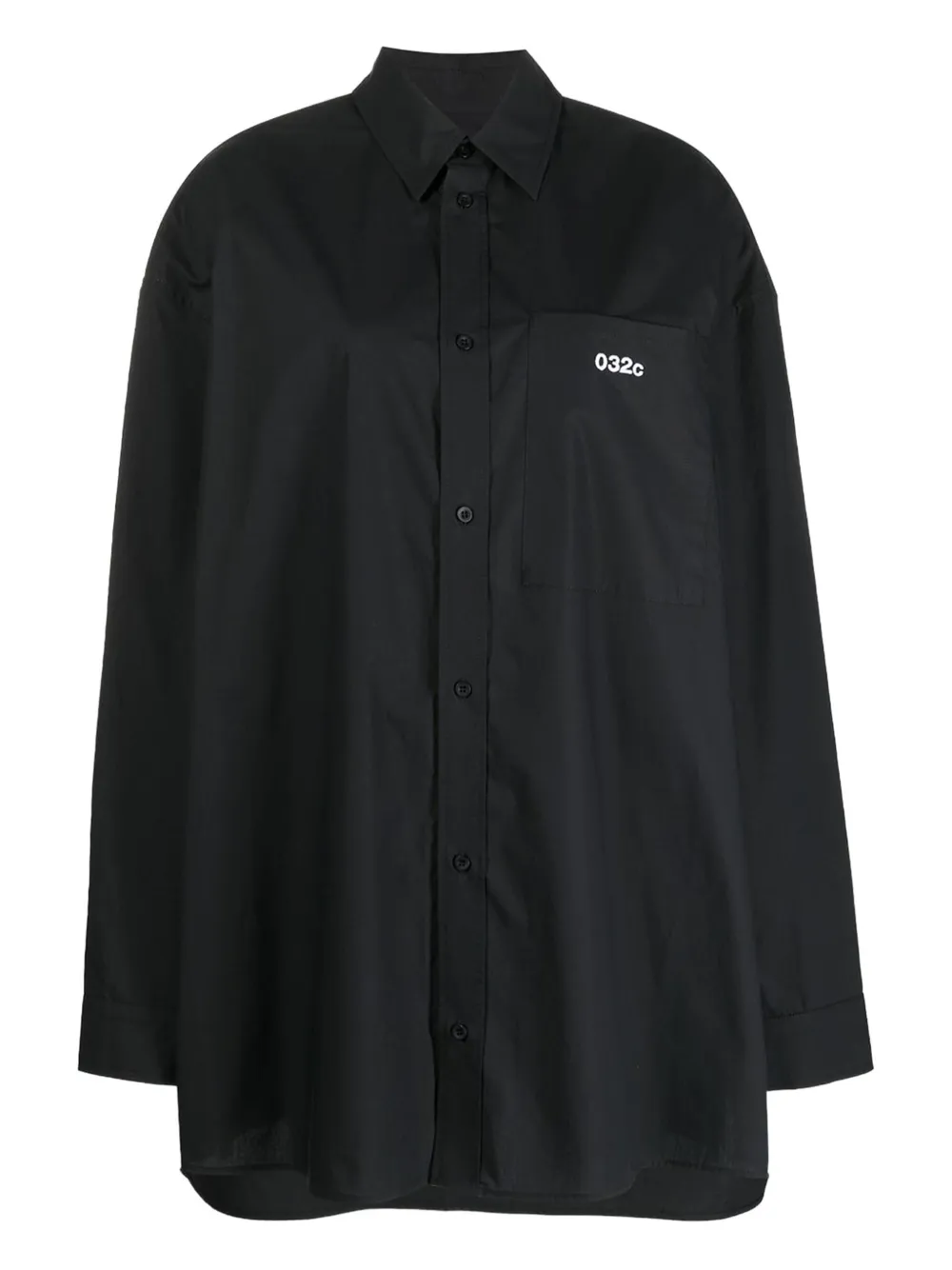 032c embroidered-logo cotton shirt Zwart