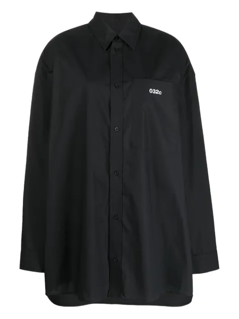 032c Camisa de algodão com logo bordado