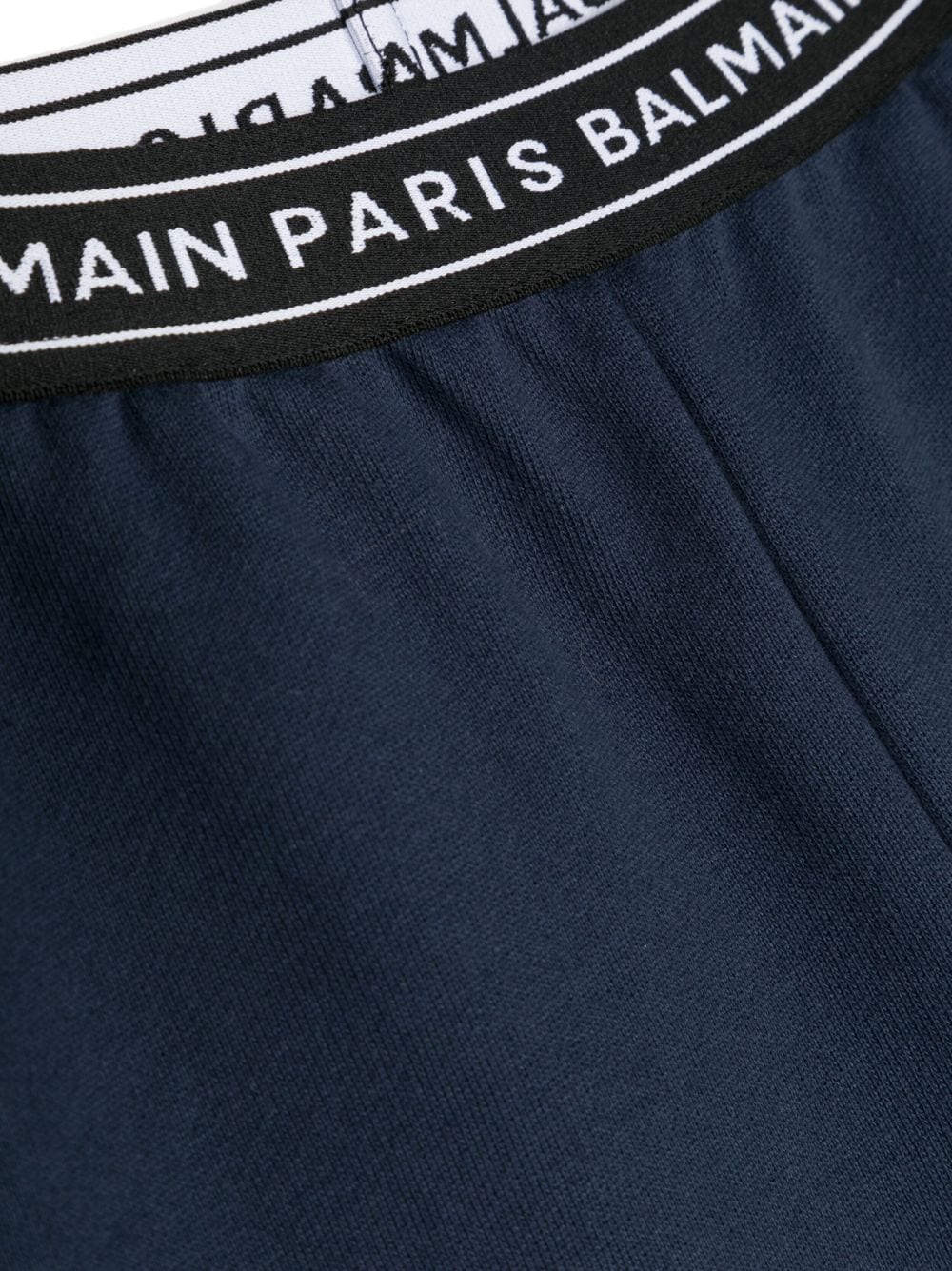 Shop Balmain Logo-waistband Shorts In Blue