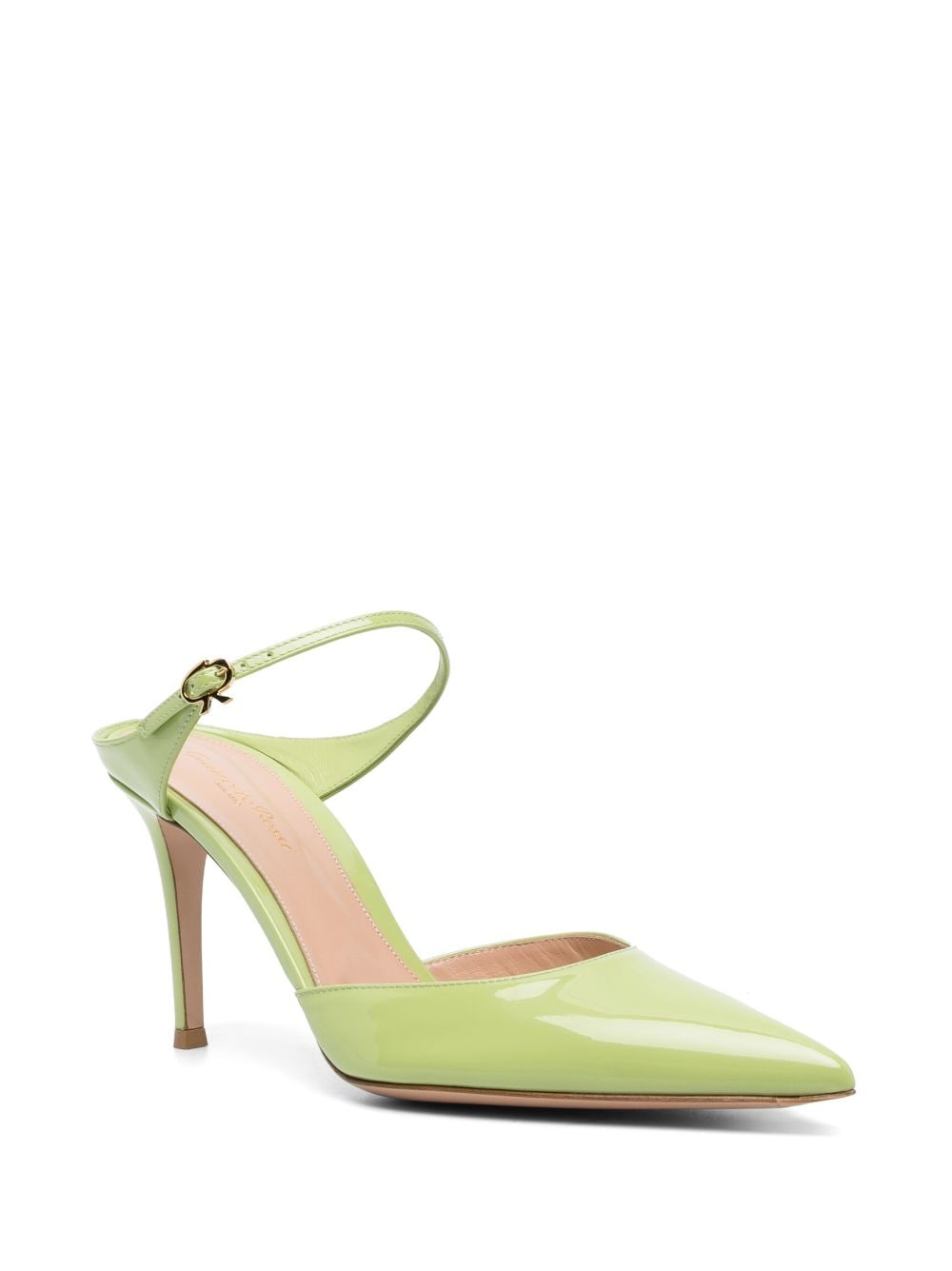 Shop Gianvito Rossi Ribbon 85mm Patent-leather Mules In Green