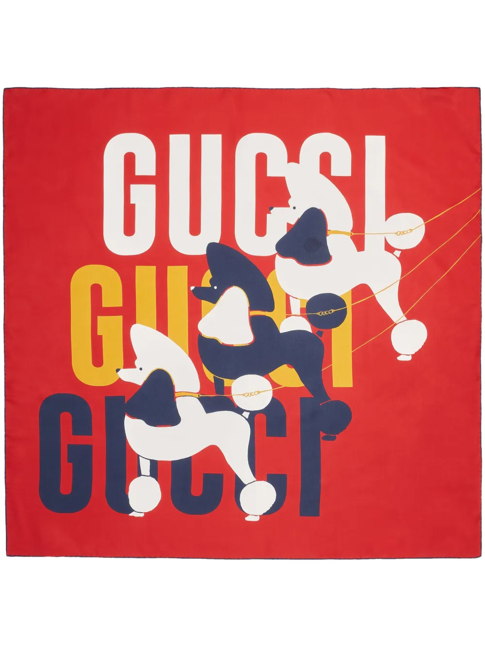 GUCCI DOG-PRINT SILK SQUARE SCARF