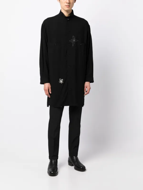 Yohji Yamamoto flower-doodle Long Shirt - Farfetch