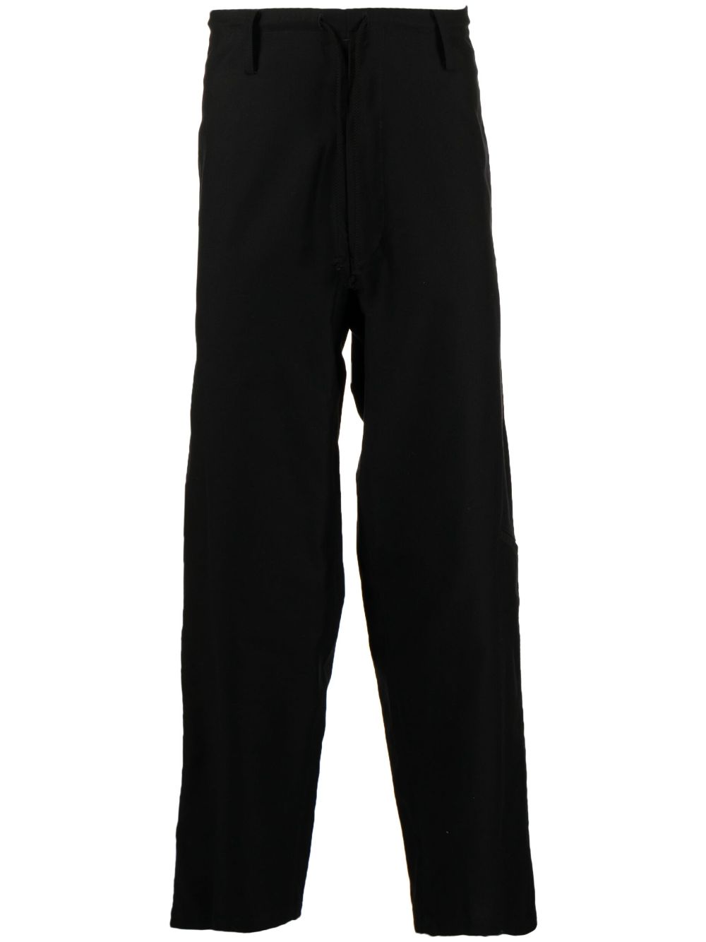 drawstring-waist straight-leg trousers