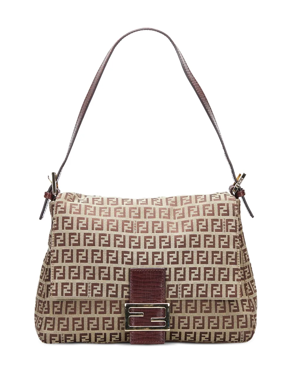 Pre-owned Fendi Zucchino Mamma Forever Handbag In Brown