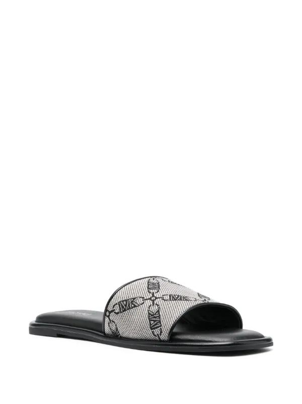 Black and white hot sale michael kors slides