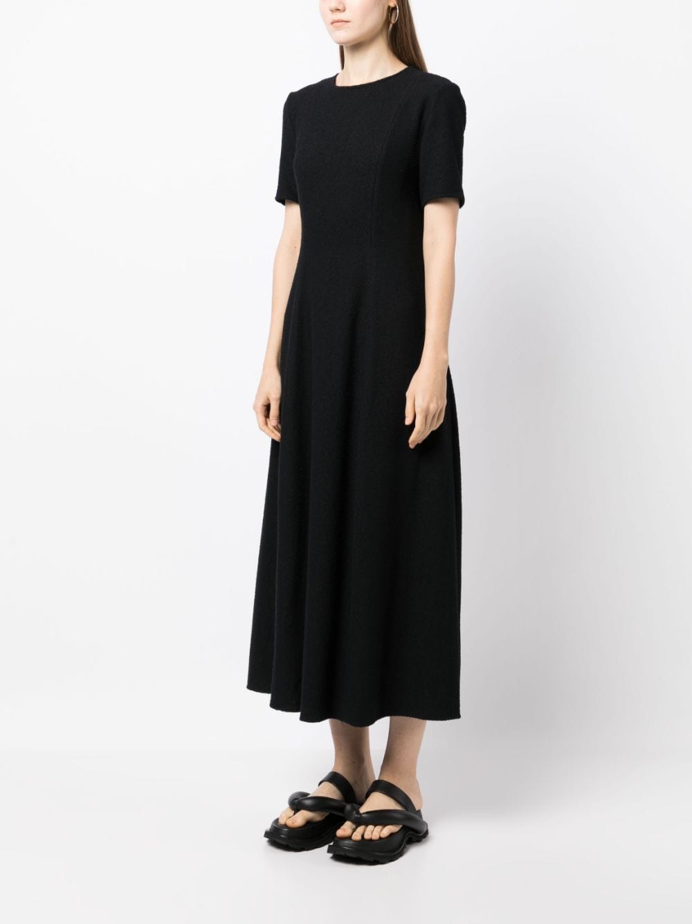Shop Loulou Studio Knit Cotton Midi Dress In Black