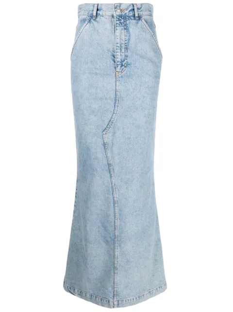 Moschino long washed-denim skirt