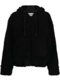 MOSCHINO JEANS crystal-embellished shearling hoodie - Black