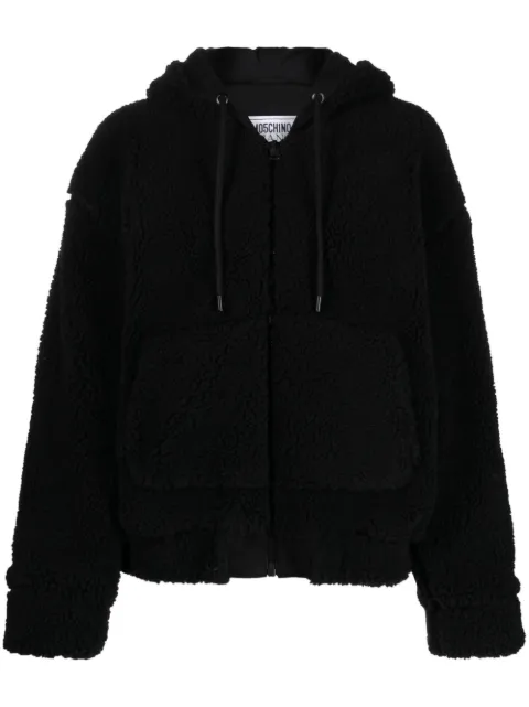 MOSCHINO JEANS crystal-embellished shearling hoodie