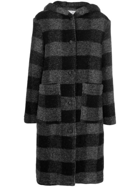 Woolrich checked hooded wool-blend coat