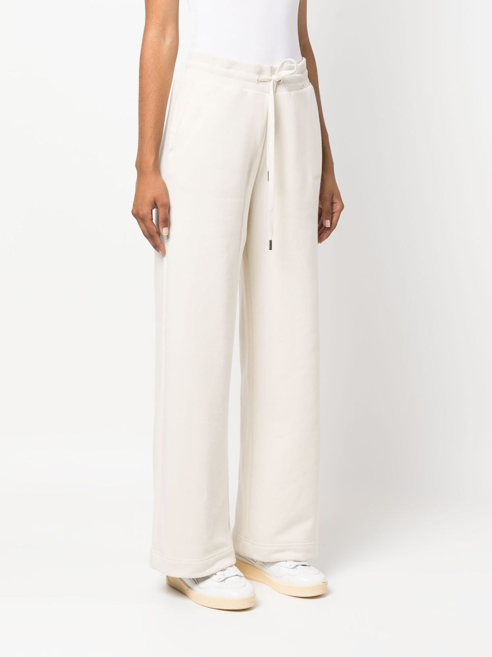 Shop Woolrich Logo-embroidered Track Trousers In Neutrals