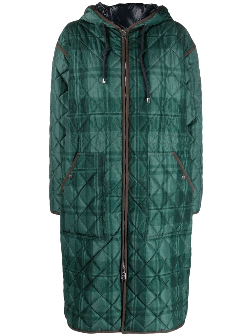 Woolrich Diamond-quilted Parka Coat In Green