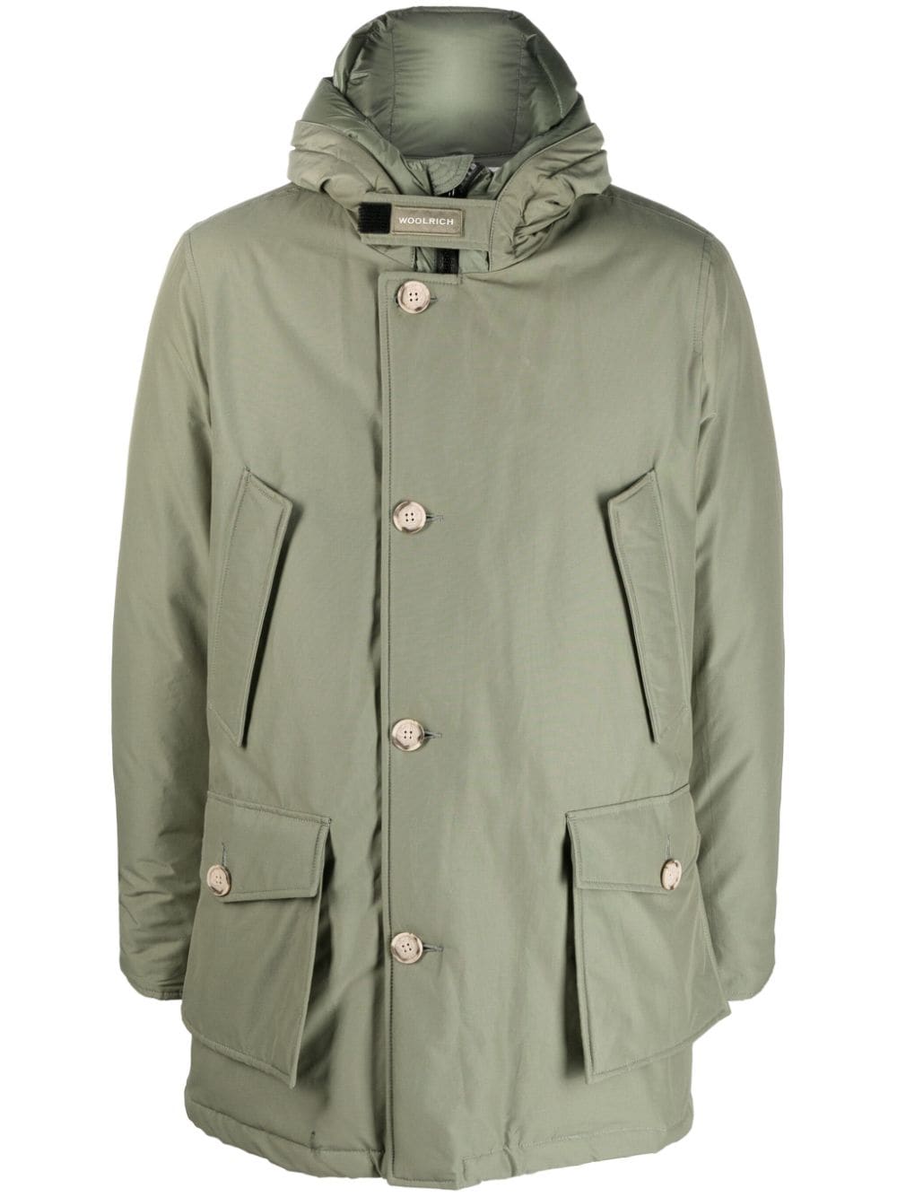 Woolrich Button-up Hooded Parka In Green