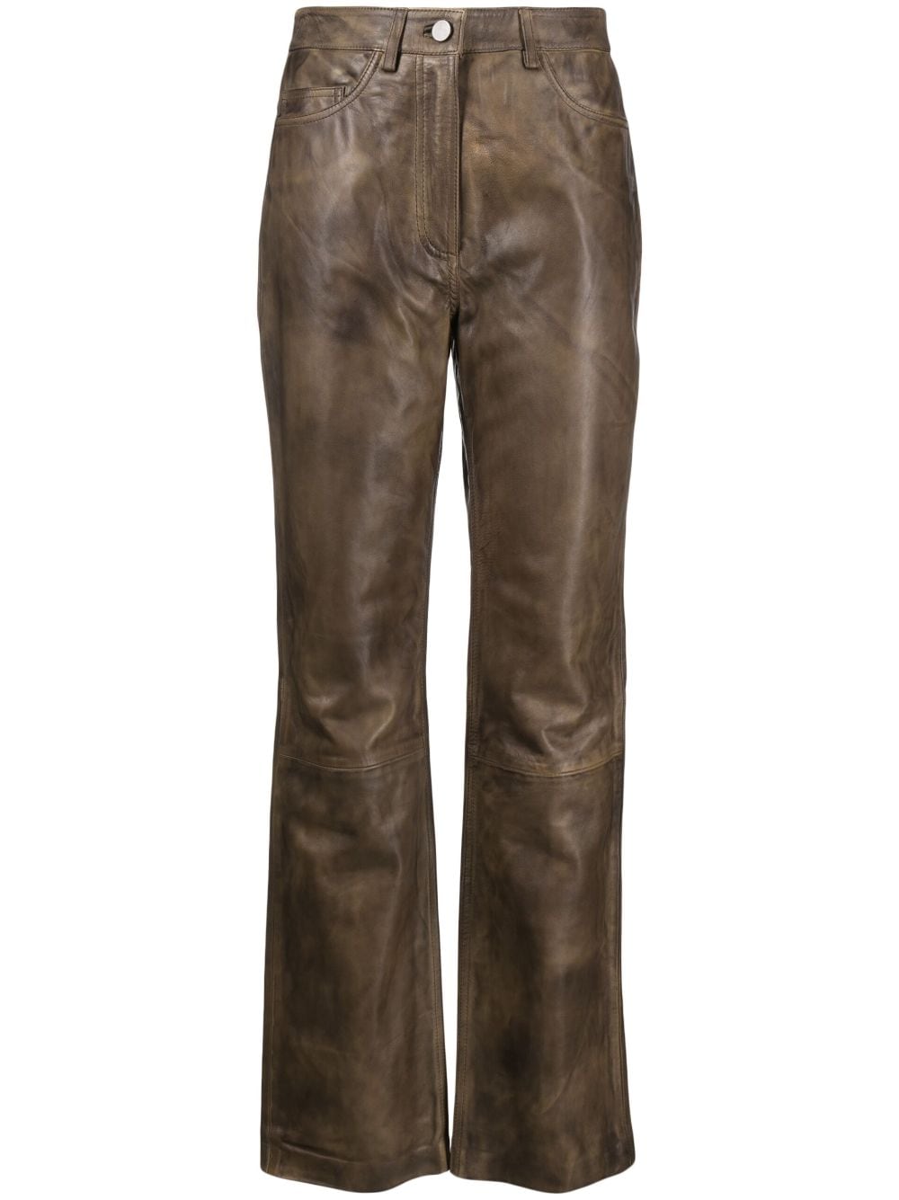 straight-leg leather trousers