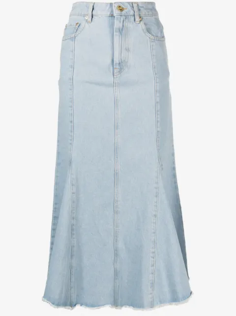 GANNI denim peplum midi skirt