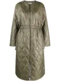 GANNI drawstring quilted coat - Green