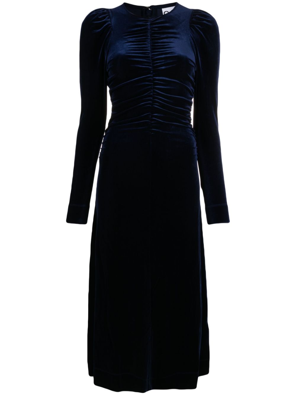 GANNI Ruched Velvet Midi Dress - Farfetch