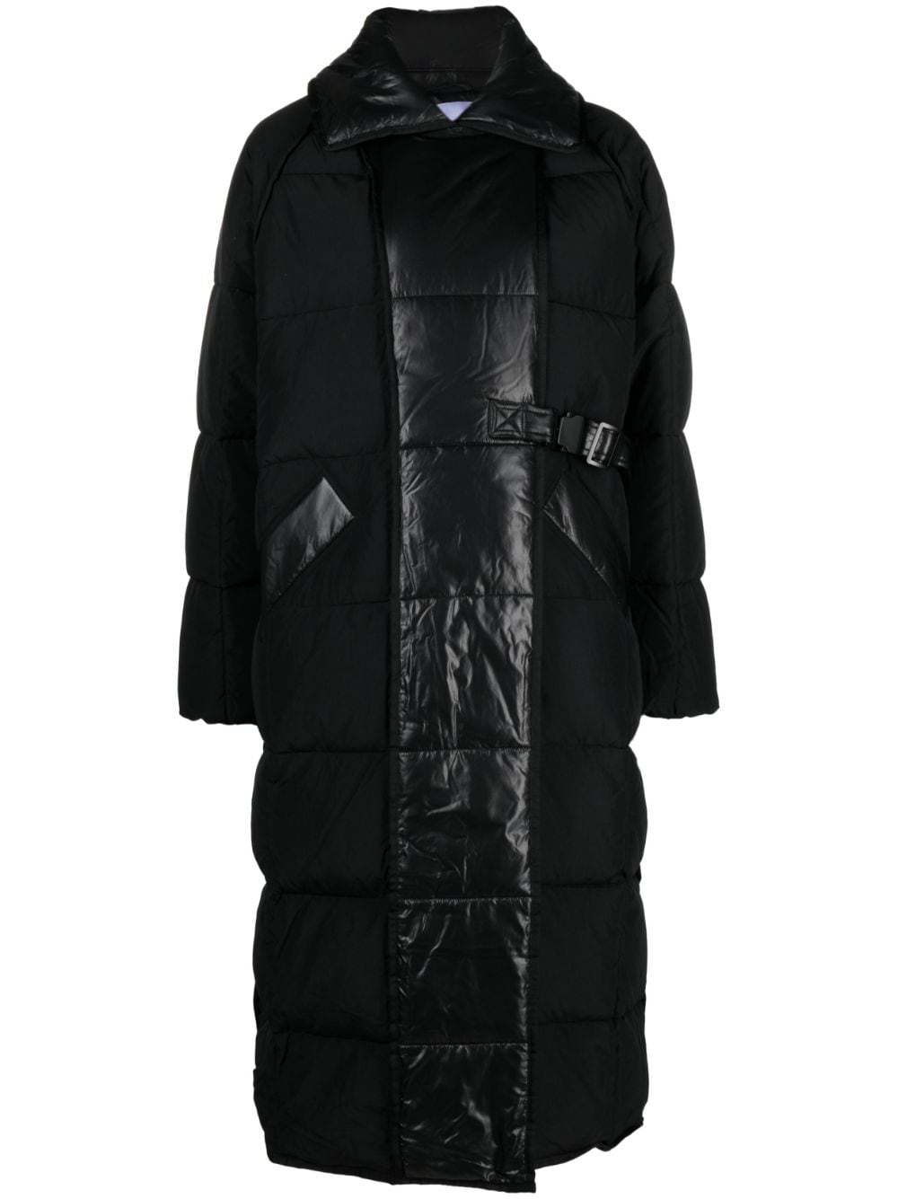 Shop Ganni Spread-collar Puffer Coat In Black