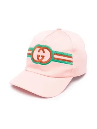 Gucci キッズ　キャップ Gucci Kids logo-embroidered Cotton Baseball Cap | Pink | FARFETCH