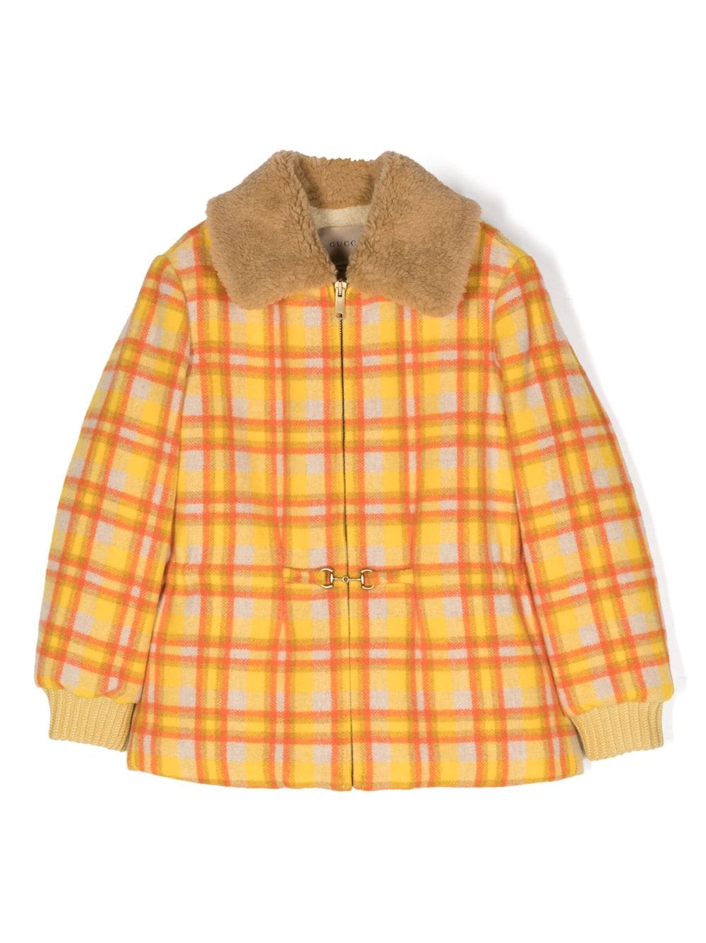 Gucci Kids checkered wool bomber jacket - Yellow