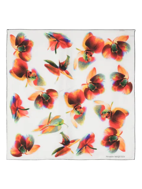 Alexander McQueen bufanda con estampado de orquídeas
