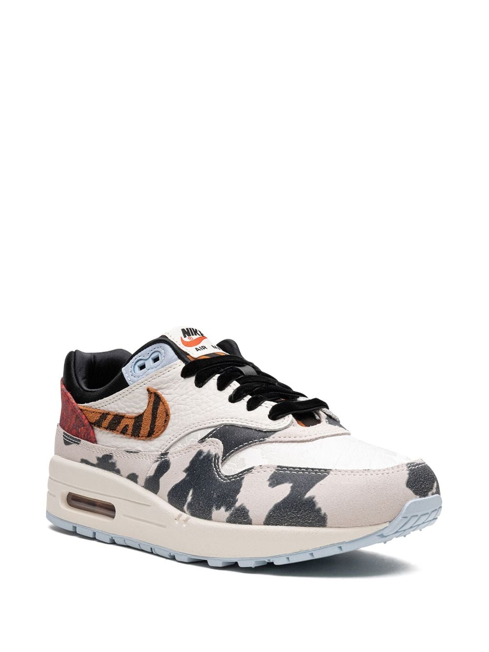 Shop Nike Air Max 1 '87 "tiger Swoosh Cow Print" Sneakers In Neutrals