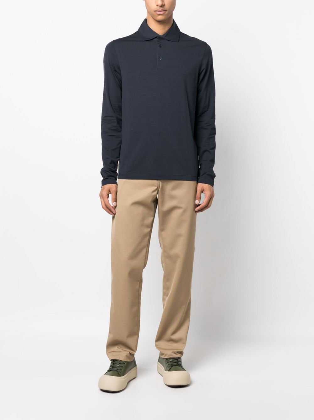Malo Tonal long-sleeve Polo Shirt - Farfetch