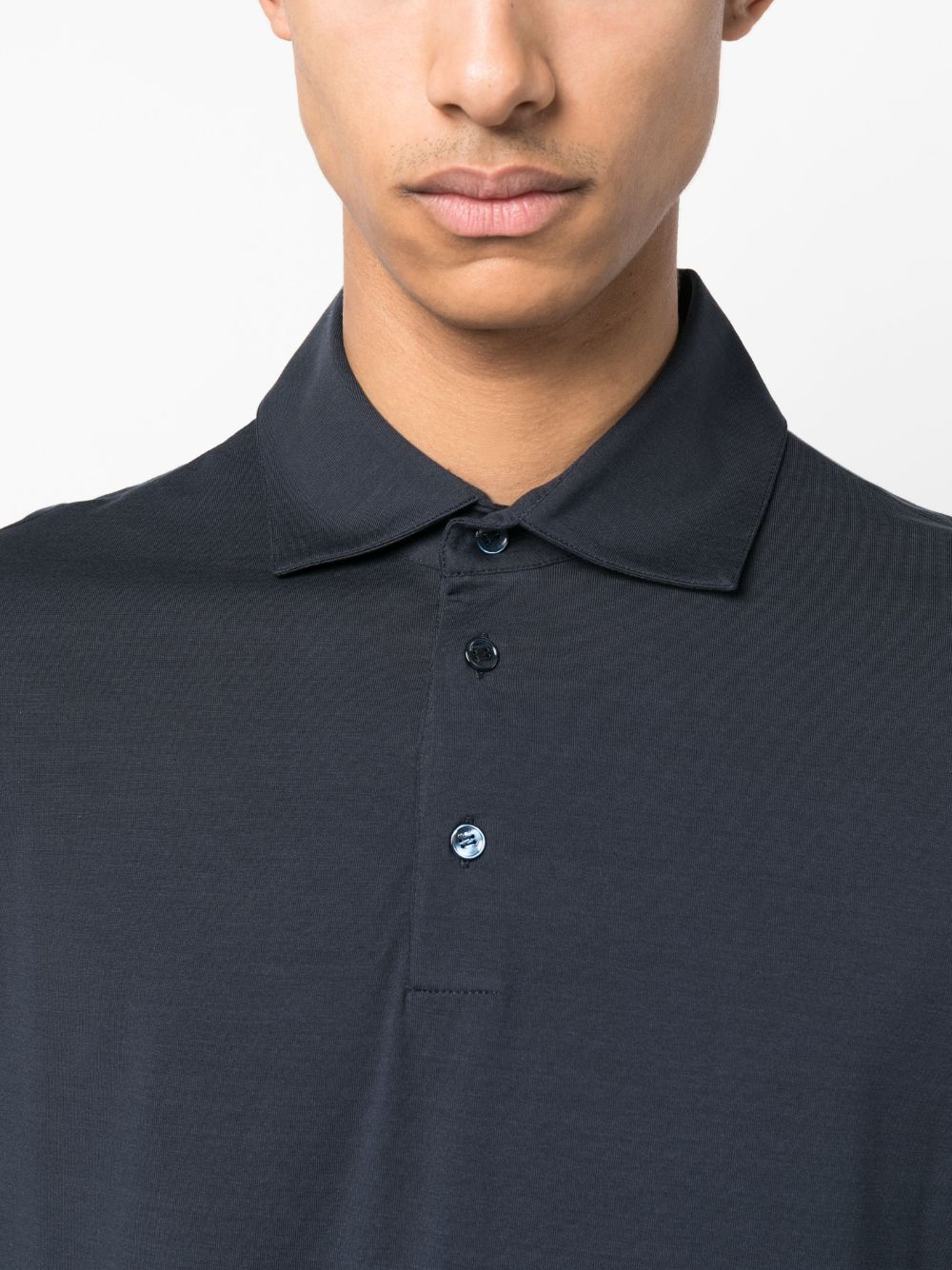 Shop Malo Tonal Long-sleeve Polo Shirt In Blue