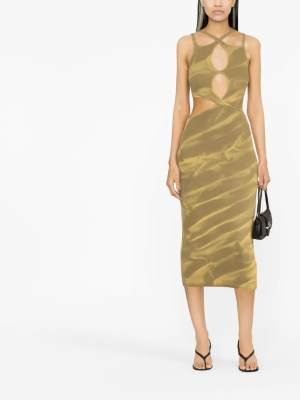 Dion Lee abstract-print Midi Dress | Neutrals | FARFETCH EG