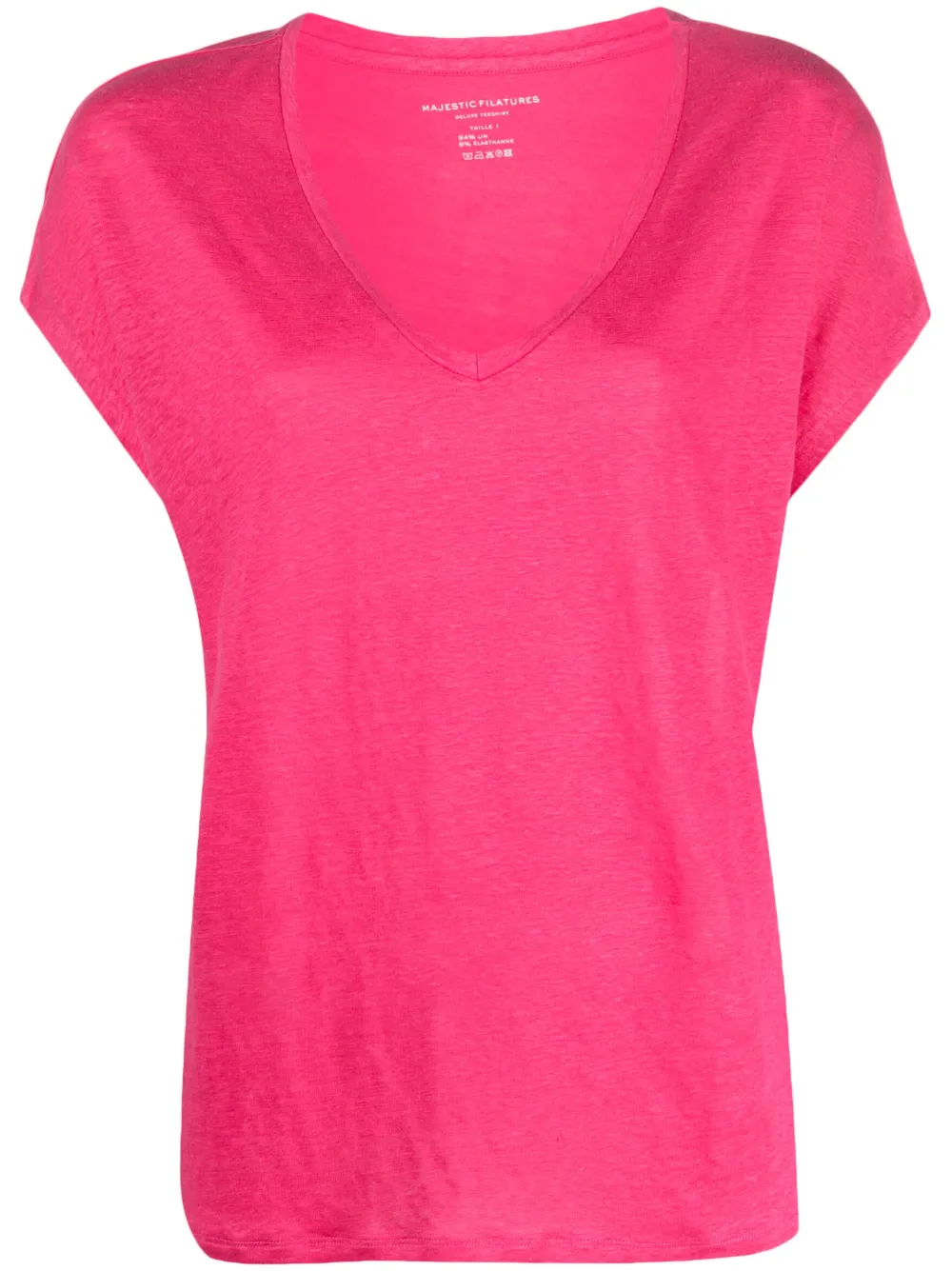 Majestic V-neck Short-sleeve T-shirt In Rosa