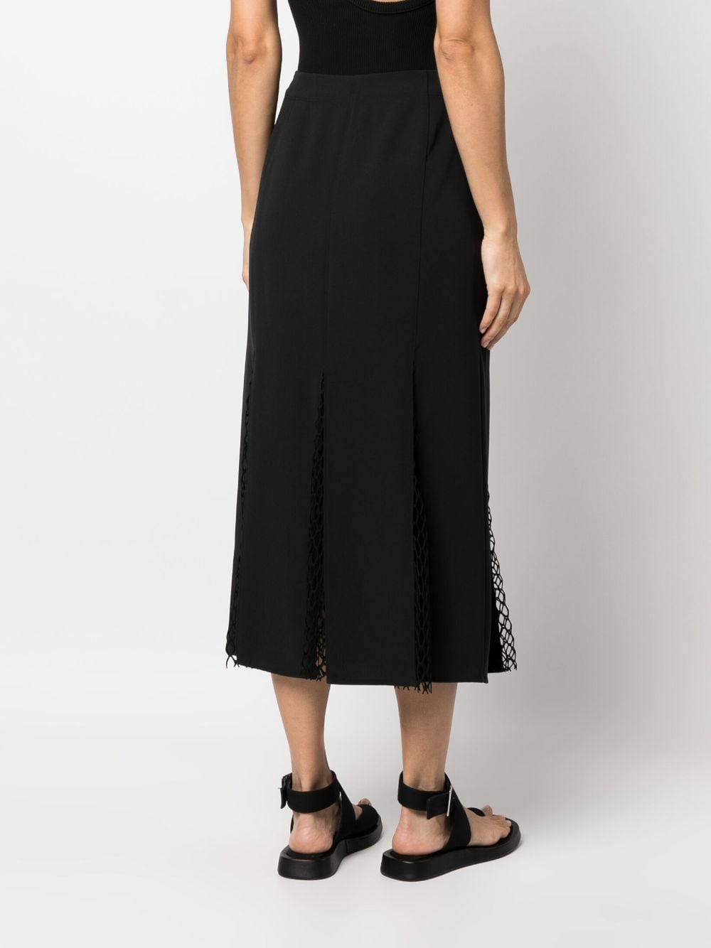Shop Calvin Klein Mesh-panel Midi Skirt In Black