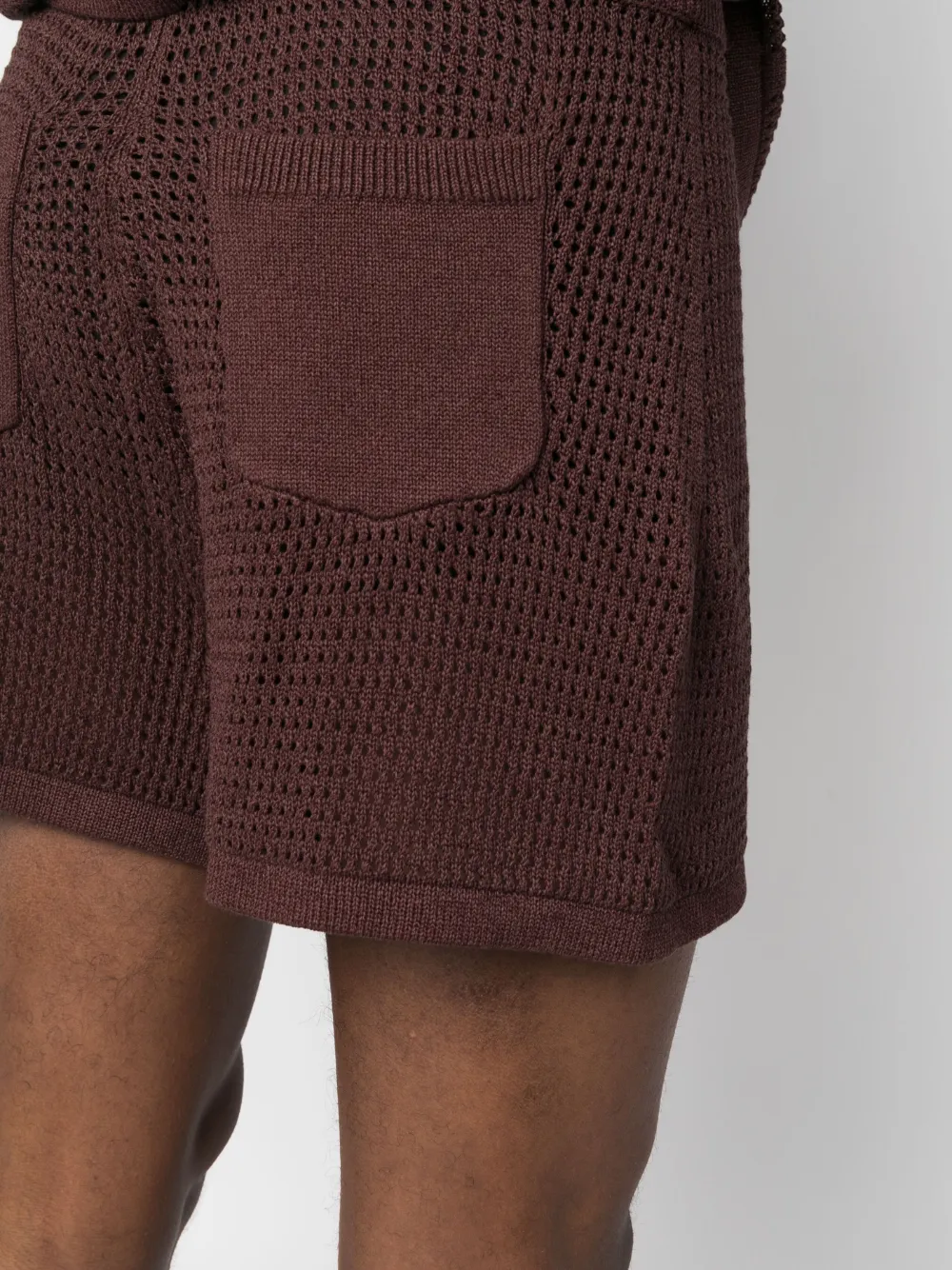 Shop Nanushka Open-knit Drawstring Shorts In Brown