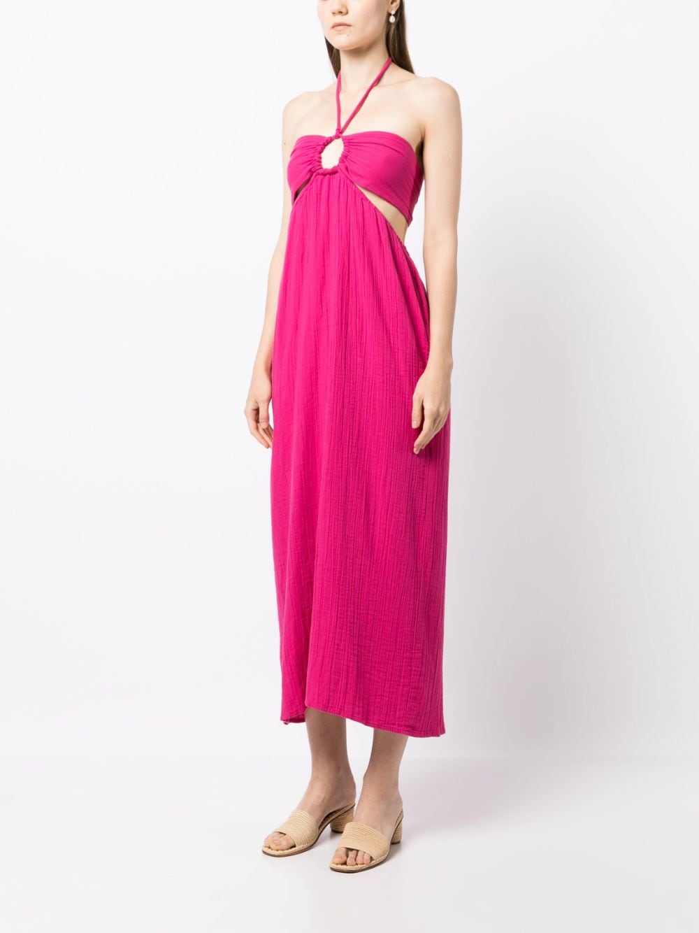 Shop Mara Hoffman Laila Halterneck Midi Dress In Pink