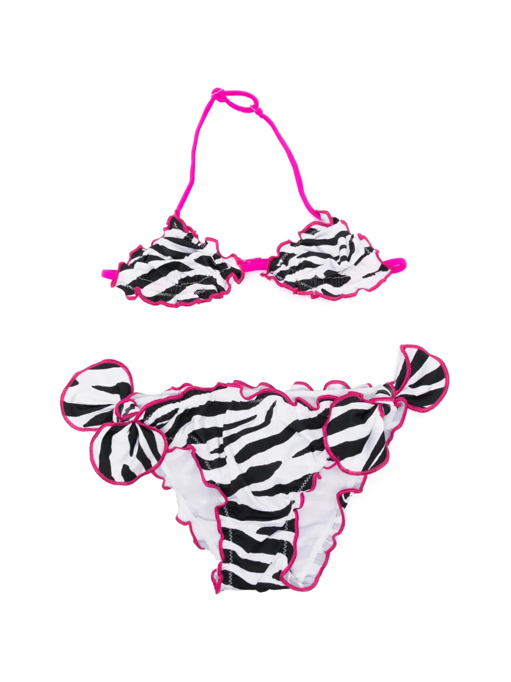 Mc2 Saint Barth Kids' Ruffle-trim Triangle Bikini In Black