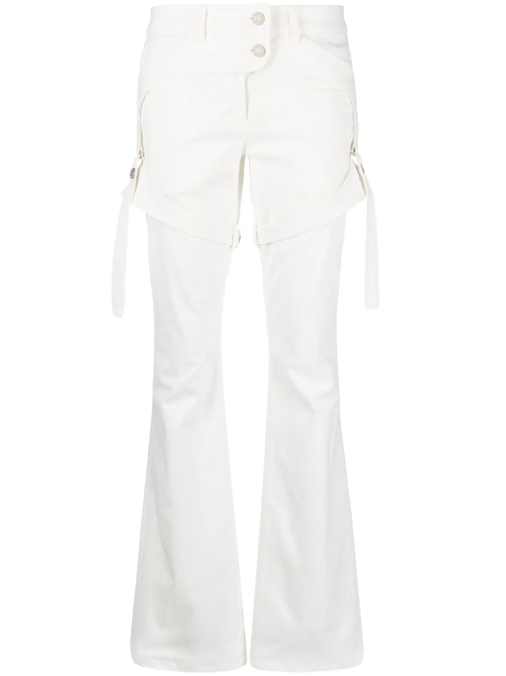 Shop Courrèges Garter-strap Bootcut Trousers In White