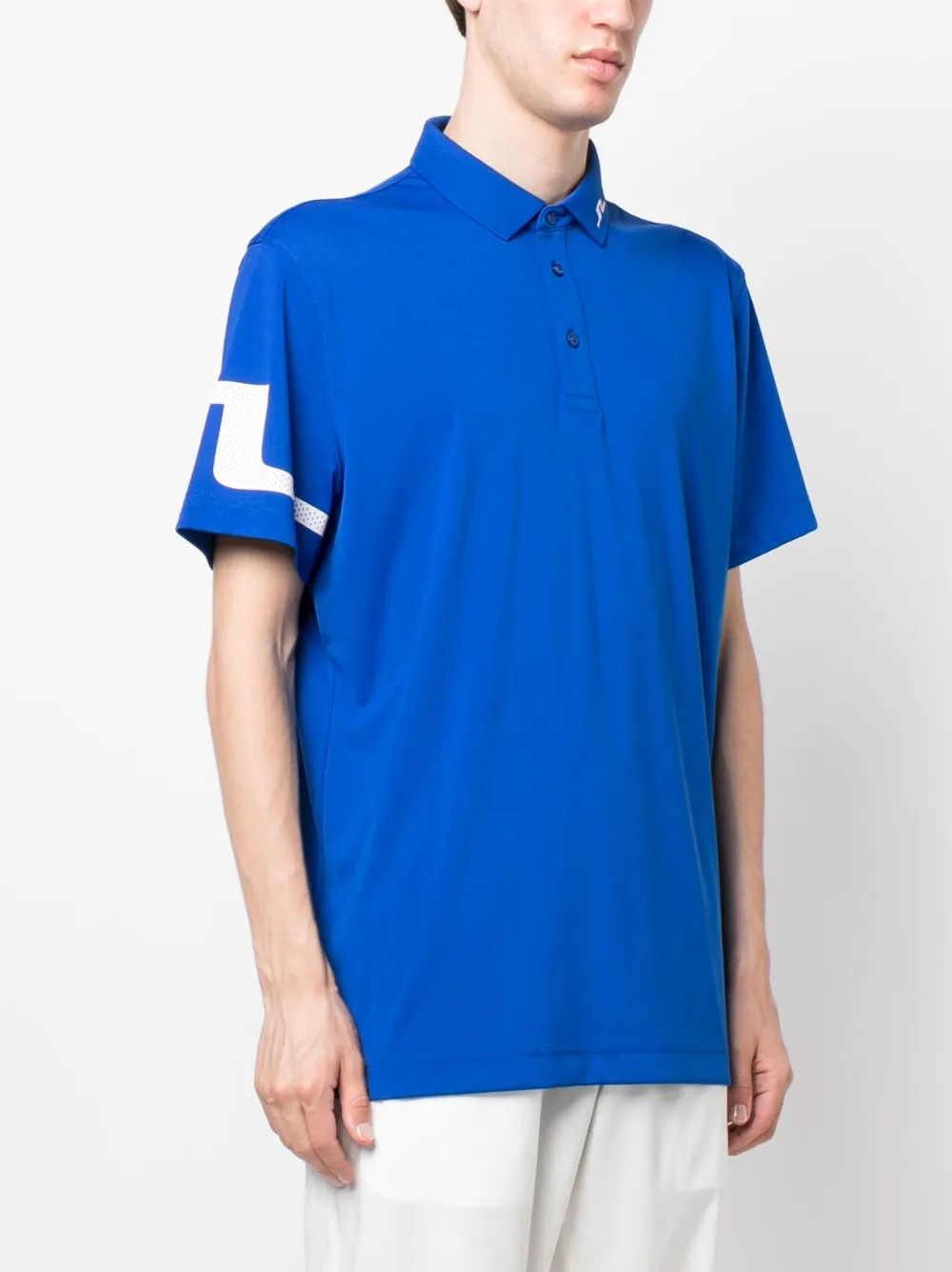 J. Lindeberg Heath Logo-print Jersey Polo Shirt In Blue
