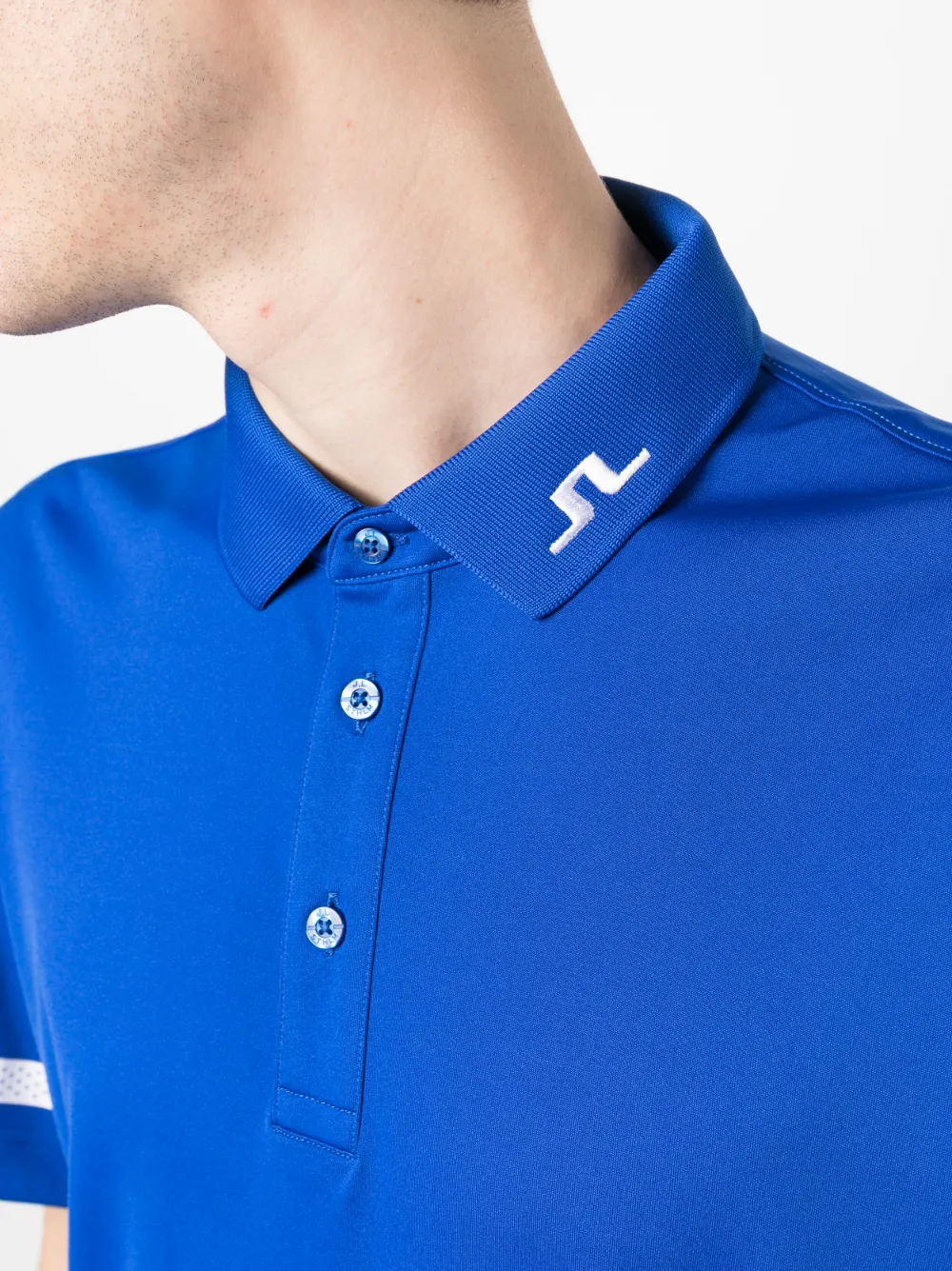 J. Lindeberg Heath Logo-print Jersey Polo Shirt In Blue
