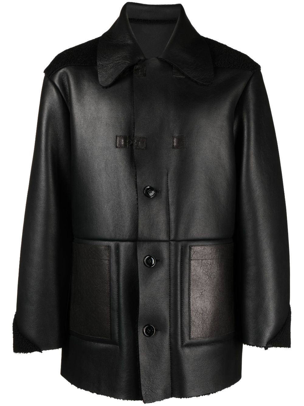 panelled leather jacket