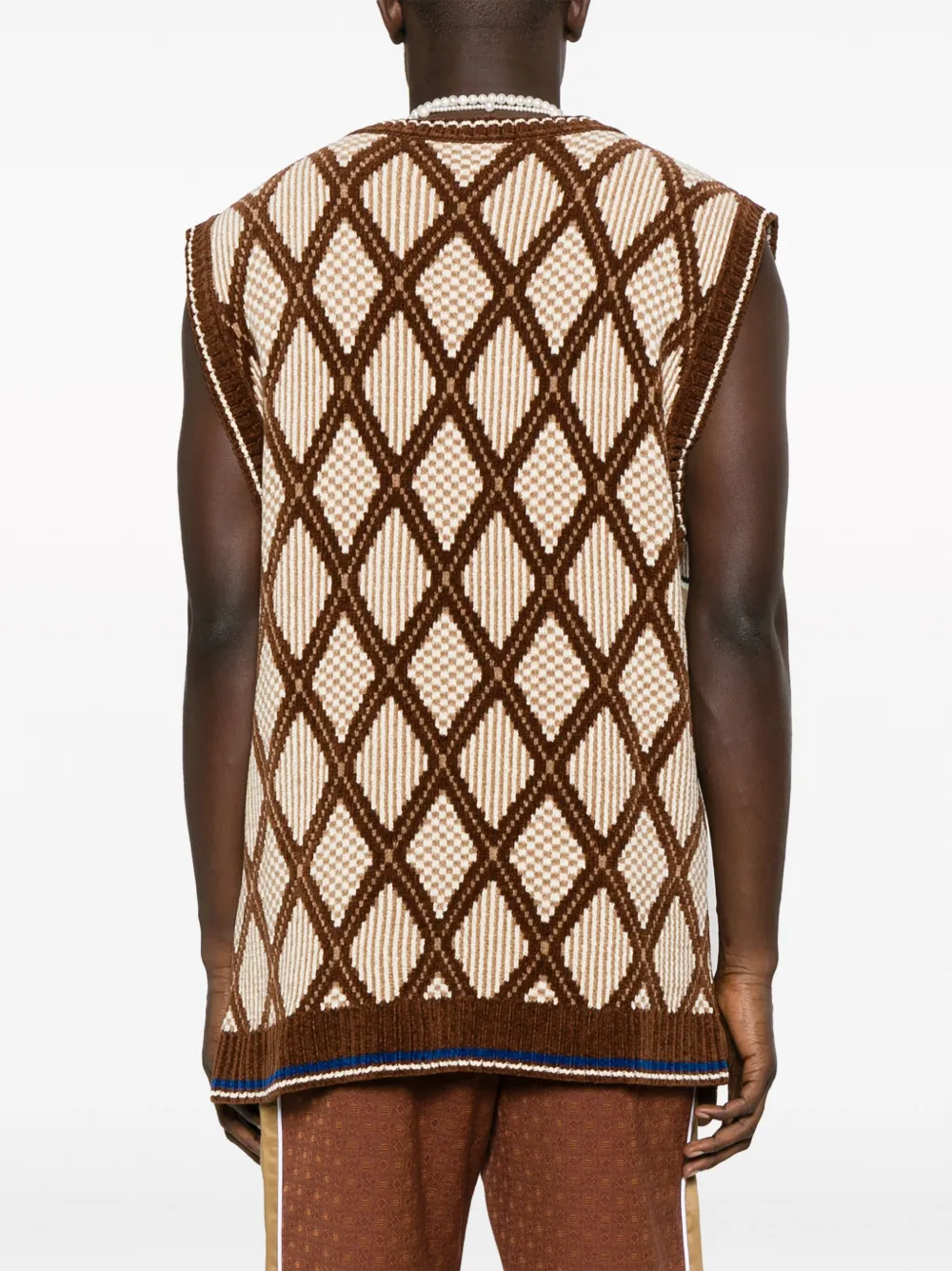 Ahluwalia Kingpin Knintted Vest In Brown