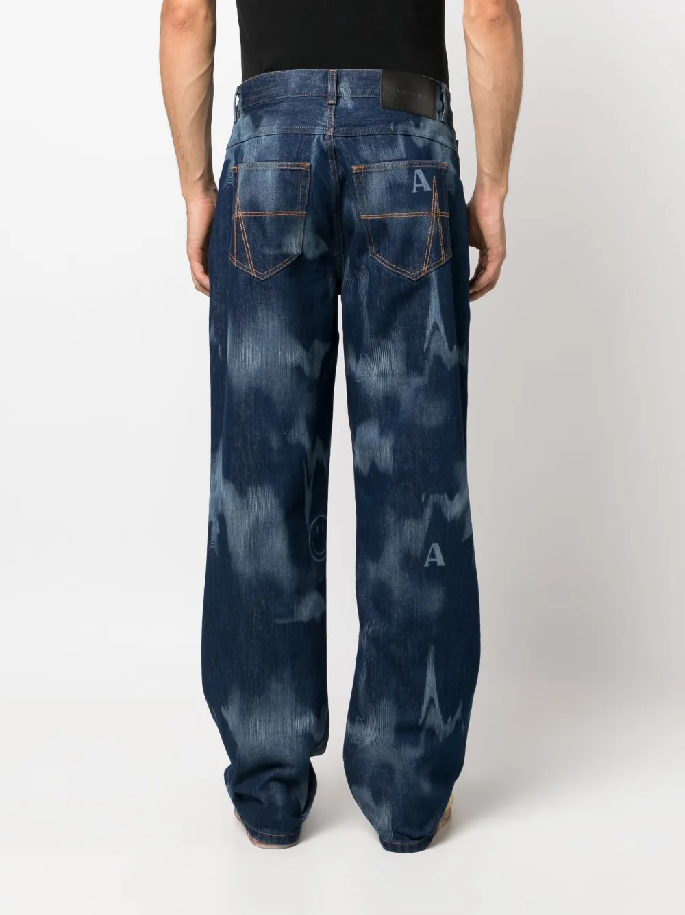 Ahluwalia Smiley Signature Low Rise Jeans Indigo In Blue
