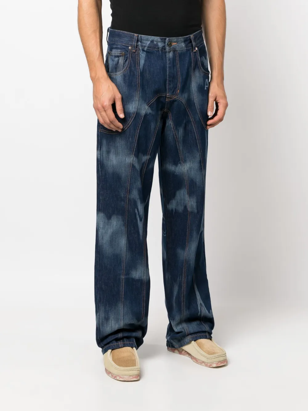 Ahluwalia Smiley Signature Low Rise Jeans Indigo In Blue