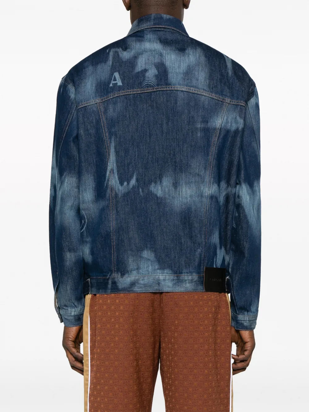 Ahluwalia Signature Tie-dye Denim Jacket In Blue
