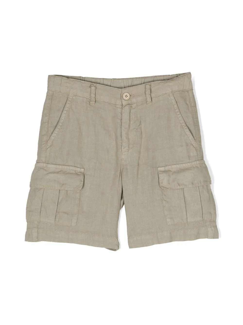 Aspesi Linen Cargo Shorts In Green